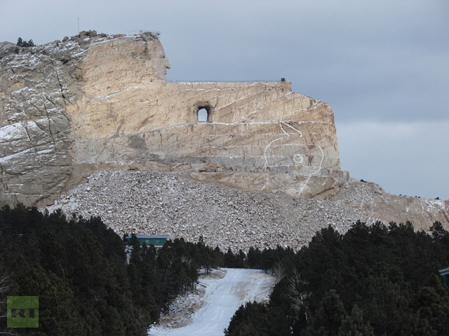 A sacred Native American mountain in South Dakota, which was destroyed to create a privately owned museum about the great indigenous Chiefs (Photo by Nadezhda Kevorkova)